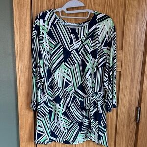 Catherines Geometric Navy and Green Blouse